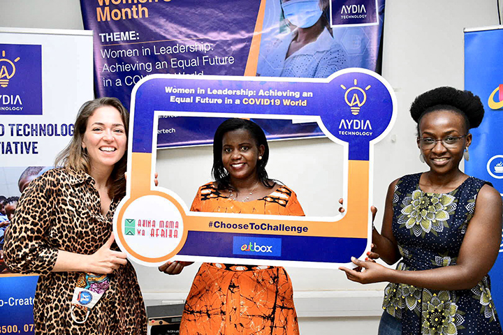 Carly Van Orman, Cultural Affairs Officer at the US Embassy in Uganda, Aidah Bukubuza, Founder and lead operations Manager of AYDIA Gender and Technology Initiative, and Diana Bwanika, co-founder AYDIA Gender, and Technology Initiative.